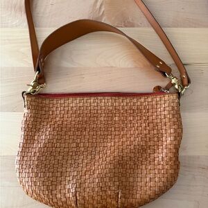 Clare V Tan Woven Leather Crossbody Bag